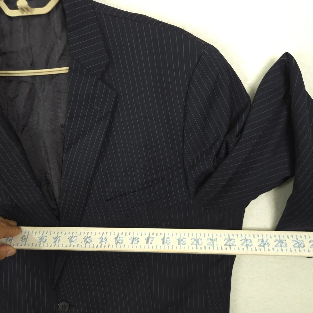 Loro Piana Pinstripe Blazer Men 46R Navy Blue Wool Super 120s Union Made USA